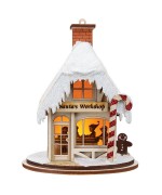 NEW - Ginger Cottages Wooden Ornament - Santa's Workshop